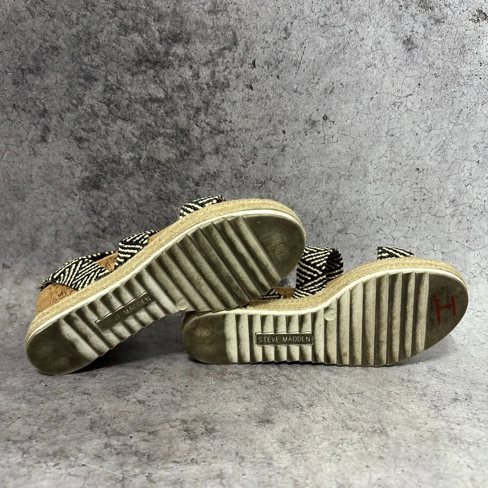 Steve Madden Jennie Sandals Women 8.5 Woven Espadrille Platform Cork Wedge